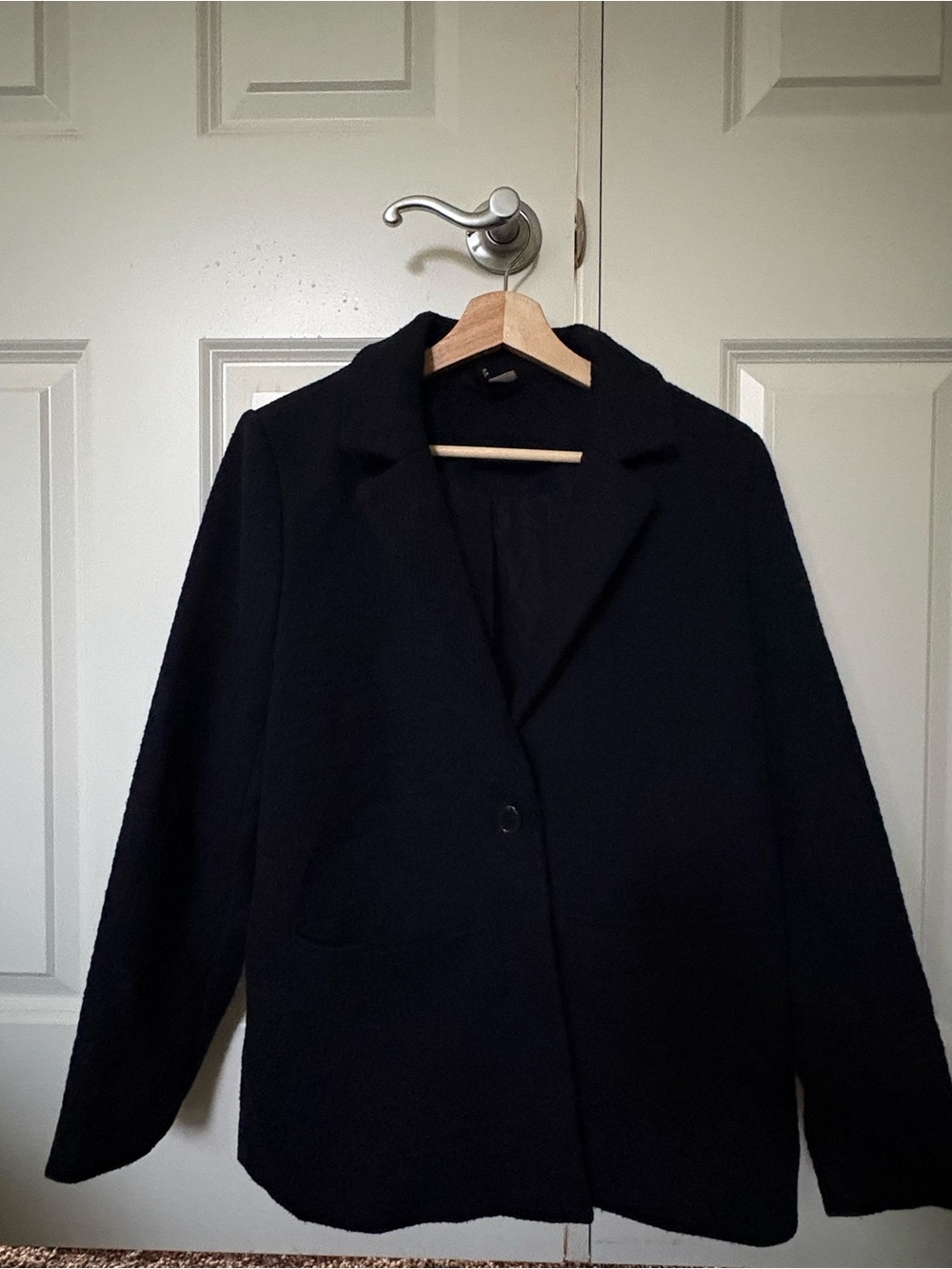 Women's Navy Blue Single-Button Blazer Jacket